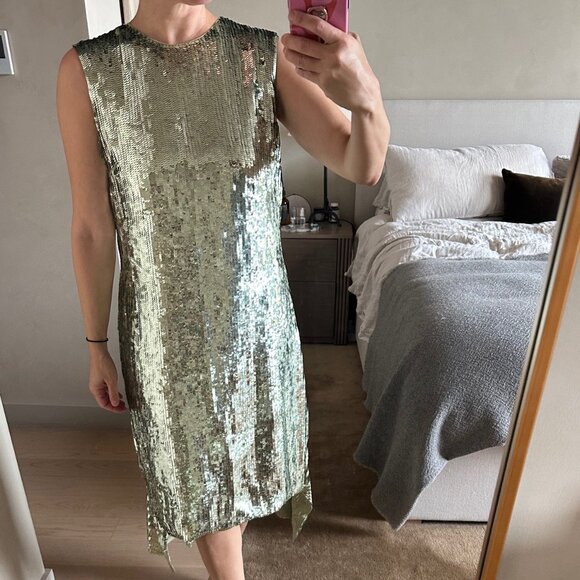 Altuzarra Seafoam Green Sequin Dress- Size 40 (8) - Picture 1 of 6